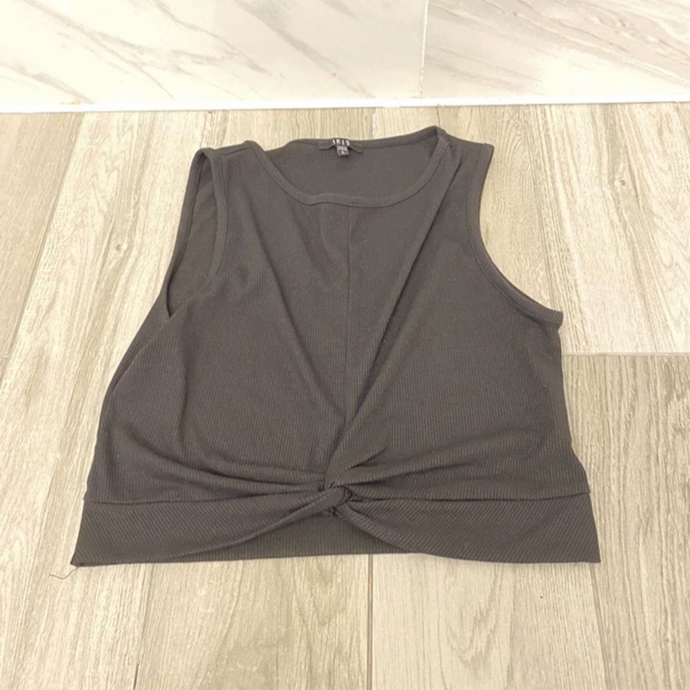 Black knotted tank top